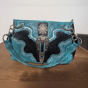 Chic Black and Blue Shoulder Bag with Western Accents 🛍️ NW out Tags🛍️